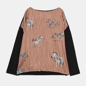 Zara Animals Print Long Sleeve T-Shirt